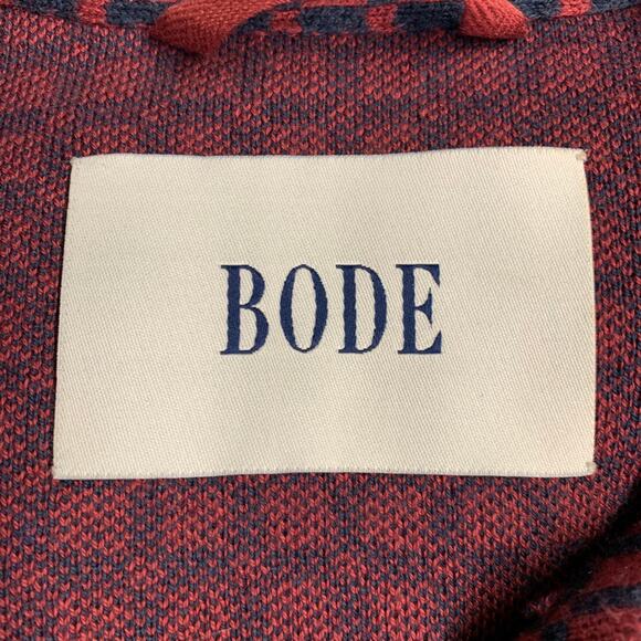 BODE Size S/M Red Navy Squares Cotton Knit Long Sleeve Shirt - Picture 5 of 6